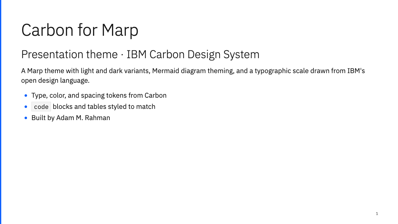 Carbon Marp theme title slide