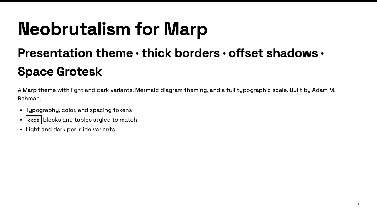 Neobrutalism Marp theme title slide