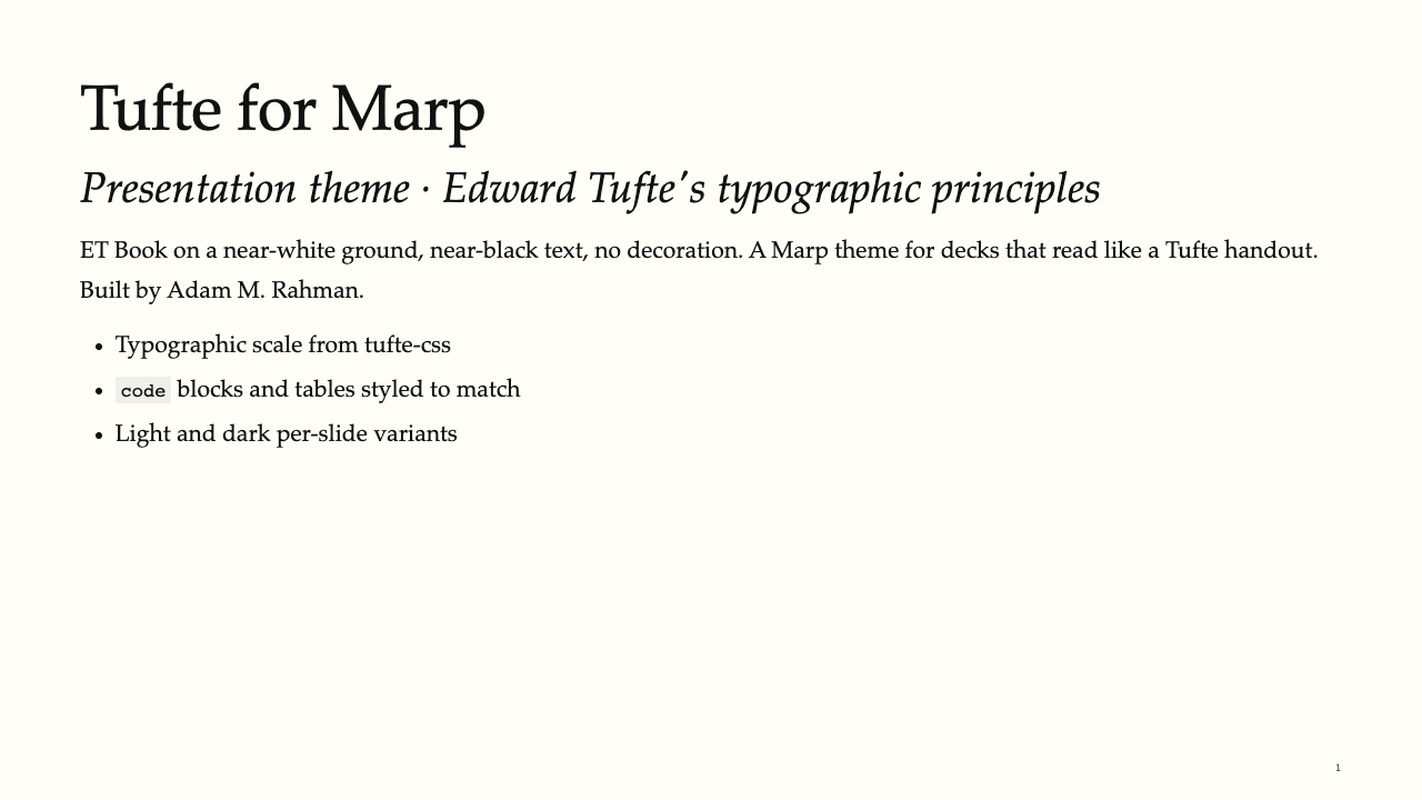 Tufte Marp theme title slide